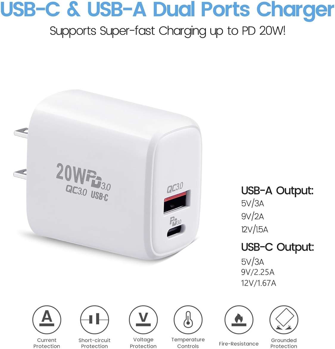PD 20W USB C Fast Charger Compatible with Meta Quest 3 3S - Dual Port USB + Type C Adapter with 6.6ft C to C Charging Cable for Oculus Quest 2 Headset - Image 5