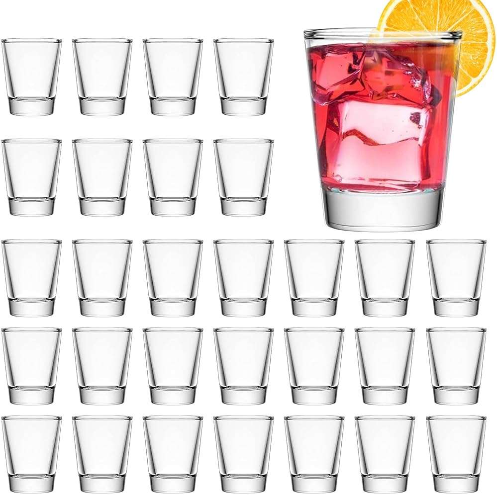 Mfacoy 30 Pack Shot Glasses Set with Heavy Base, 1.6 oz Clear Shot Glasses Bulk, Small Whiskey Shot Glass for Vodka, Whiskey, Tequila, Espressos, Spirits & Liquors, Clear Glass - Image 1