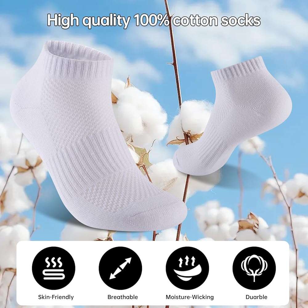 Womens Cotton Ankel Socks, Athletic Performance Running Moisture Wicking Breathable socks - Image 6