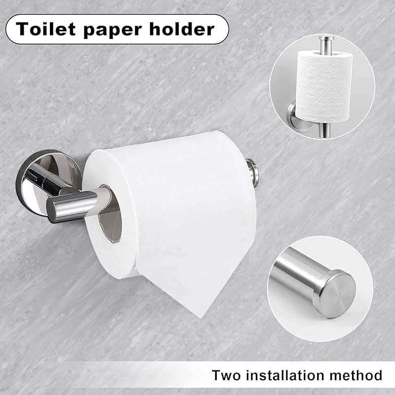 Toptowel 23.6inch 10 Sets Bathroom Towel Rack Set Brushed Nickel, Includes 2PCS 23.6Inch Towel Bar, 2PCS Towel Ring, 2PCS Toilet Holder and 4PCS Towel Hooks-Brushed Nickel - Image 4