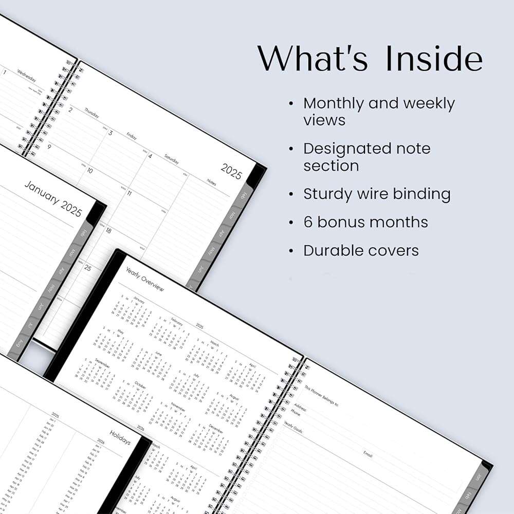 Blue Sky 2025 Weekly and Monthly Planner Calendar, January - December, 8.5" x 11", Flexible Cover, Laminated Tabs, Wirebound, Storage Pocket, Enterprise - Image 4