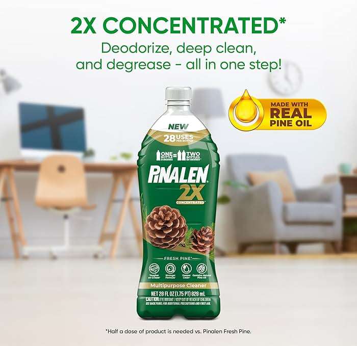PINALEN 2X Concentrated Multipurpose Cleaner - Fresh Pine Scent - 28 fl oz - All Purpose Cleaner for Kitchen, Bathroom, Laundry, Floors & Outdoors - Image 2