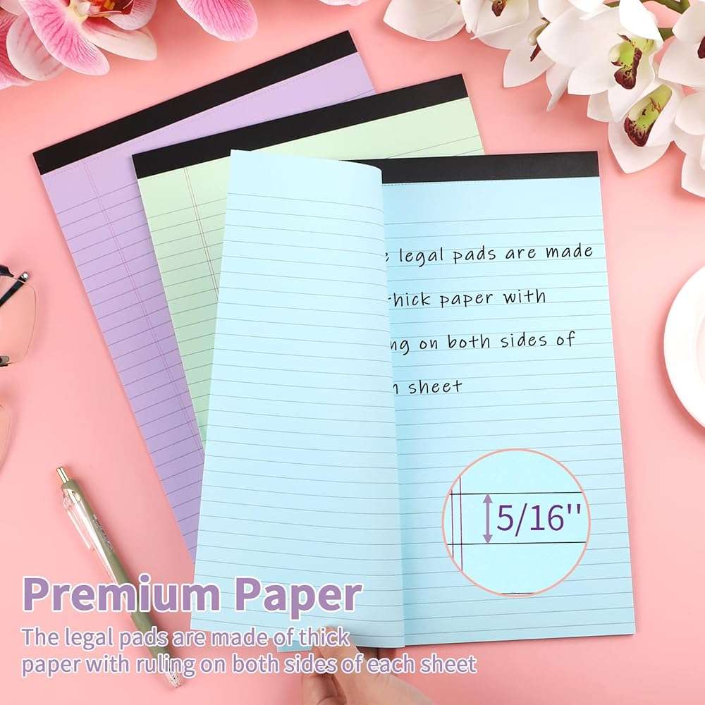 Colored Legal Pads, 3 Pack Writing Pads 8.5 x 11 inch, Micro Perforated Notebooks with Sturdy Back, Wide Ruled, 30 Sheets Per Writing Pad for School, College, Office, Professional (Blue/Purple/Green) - Image 5