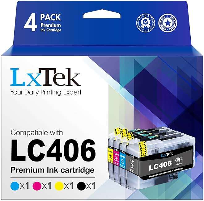 LC406 Ink Cartridges for Brother Printer Compatible for Brother LC406 Ink Cartridges LC406XL LC 406 406XL for MFC-J4335DW MFC-J5855DW MFC-J4535DW MFC-J6555DW MFC-J6955DW Printer(4 Pack) - Image 1