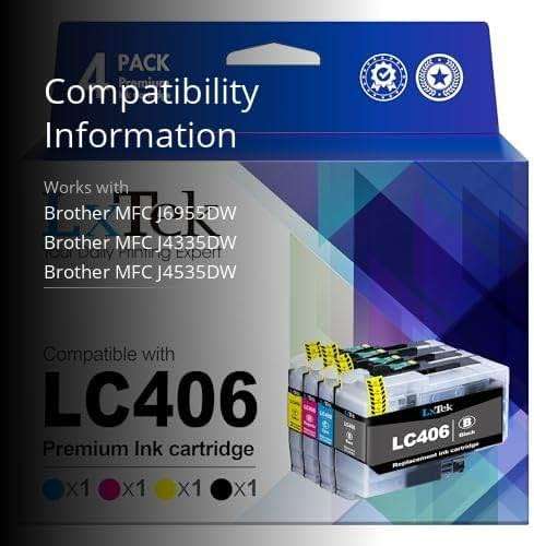 LC406 Ink Cartridges for Brother Printer Compatible for Brother LC406 Ink Cartridges LC406XL LC 406 406XL for MFC-J4335DW MFC-J5855DW MFC-J4535DW MFC-J6555DW MFC-J6955DW Printer(4 Pack) - Image 3