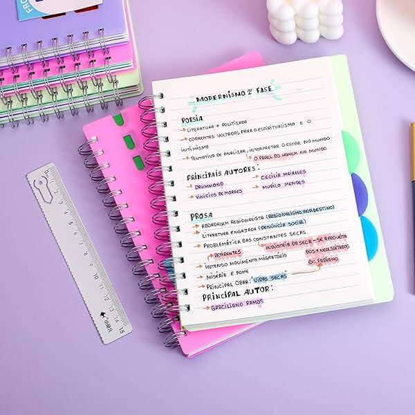 FLYING EAGLE 5 Subject Notebook Wide Ruled Spiral Notebook 5x7, A5 Small Notebook with Remoable Dividers, Hardcover Notebooks for Work, 204 Pages Lined Journal for Women, Violet - Image 2