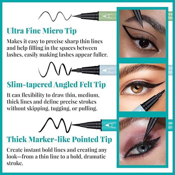 UCANBE 3pcs Black Liquid Eyeliner Kit Included 3 Brush Tip for Ultra Precision, Quick Drying, Smooth Glide, Smudge-Resistant, Waterproof Pigmented Up To 24 Hours Liquid Liner Eye Makeup Set - Image 2