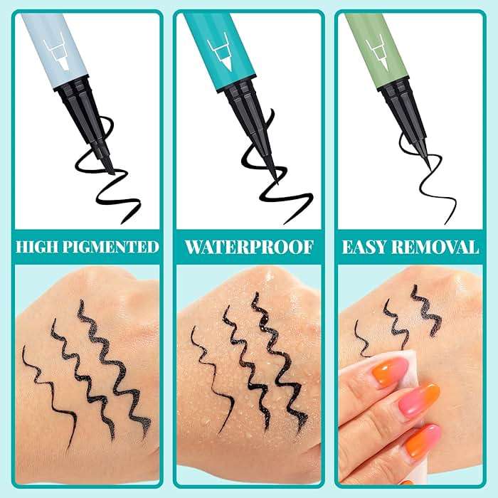 UCANBE 3pcs Black Liquid Eyeliner Kit Included 3 Brush Tip for Ultra Precision, Quick Drying, Smooth Glide, Smudge-Resistant, Waterproof Pigmented Up To 24 Hours Liquid Liner Eye Makeup Set - Image 3
