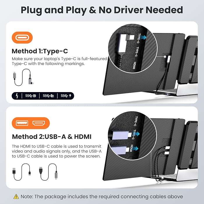 Laptop Screen Extender 14-inch, 1080P FHD Portable Monitor, Type-C/HDMI/USB-A Plug & Play, Laptop Monitor Extender fits Laptops with Screen up to 15.35" Wide, Compatible with Windows, Mac, Chrome - Image 5