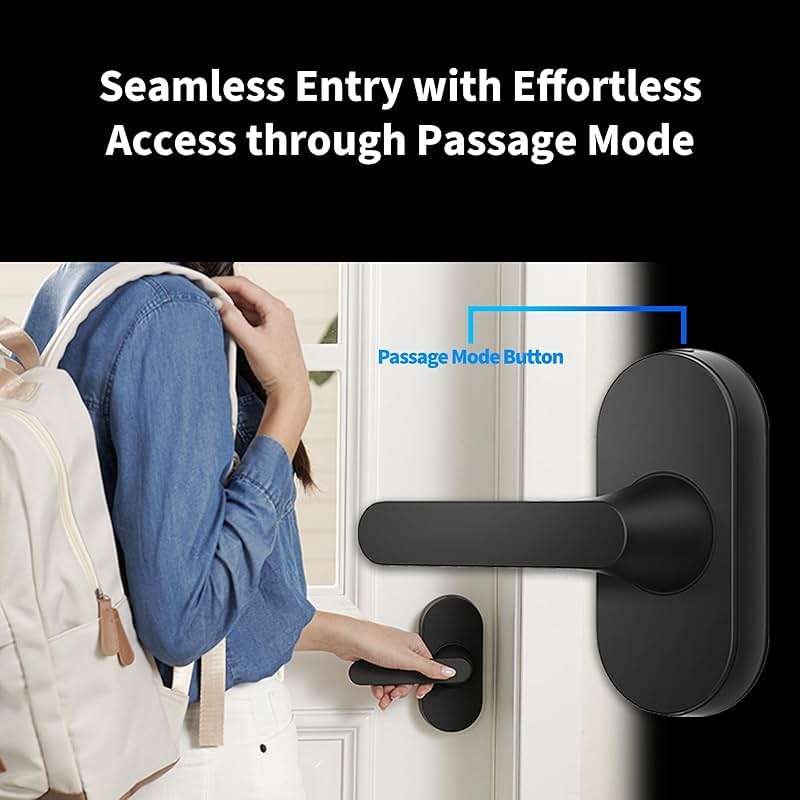 Aqara Smart Lock U300, Fingerprint Keyless Entry Door Lock with Handle, Matter Over Thread with Apple Home Keys, Touchscreen Keypad, Smart Lever Lock Supports Apple Home, Alexa, Google, IFTTT, Black - Image 6
