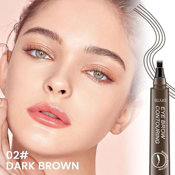 Kaely 2Pcs Light Dark Brown Microblade Eyebrow Pen with Brush, Magical Precise Waterproof Brow Pen, 4 Tip Eyebrow Contouring Eye Brow Pencils for Women, Creates Natural Brows, Sponge Head 01+02 - Image 3