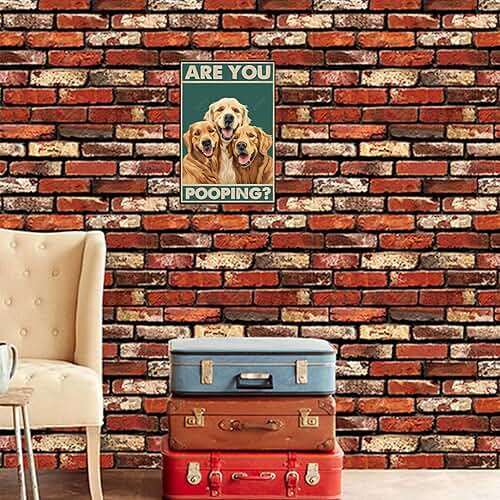 WIZYXQ Metal Signs Are You Pooping Three Golden Retriever Dog Sign Vintage Aluminum Tin Sign for Home Office Kitchen Bar Cafe Garden Wall Decor 12x8 Inch - Image 2