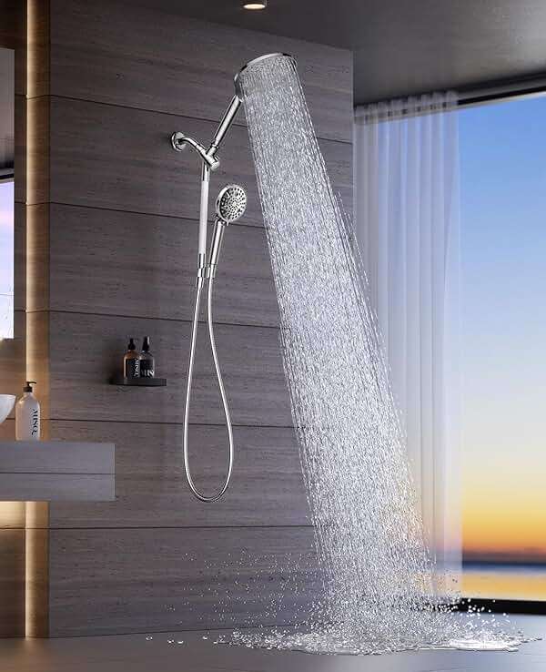 Dual Filtered Handheld Shower Heads Combo, HOPOPRO 15-Mode High Pressure Rainfall Showerheads Combo Set with Filter, for Hard Water, Removes Chlorine, Improves Skin Hair Condition, Modern Chrome - Image 2