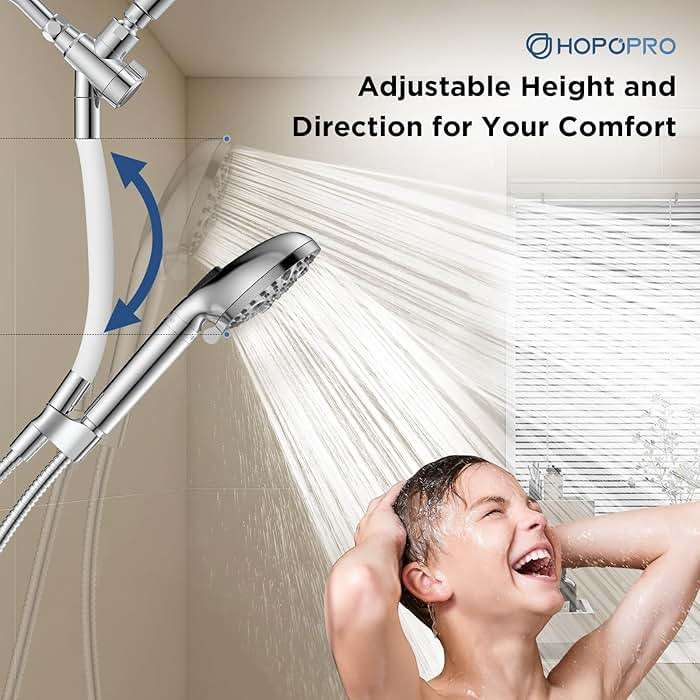 Dual Filtered Handheld Shower Heads Combo, HOPOPRO 15-Mode High Pressure Rainfall Showerheads Combo Set with Filter, for Hard Water, Removes Chlorine, Improves Skin Hair Condition, Modern Chrome - Image 7