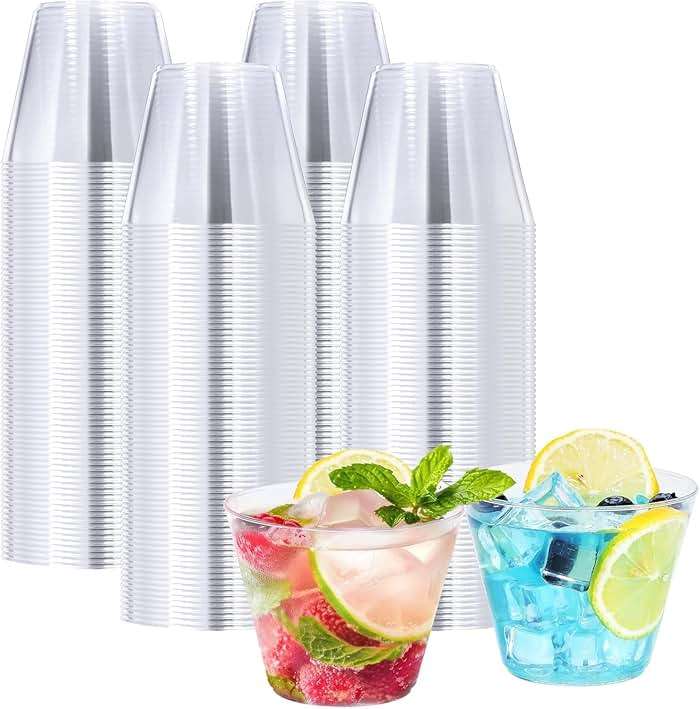 BYSNOW 100 Pack 9 oz Clear Plastic Cups, Plastic Wine Cups for Cocktail Party, Polystyrene Hard Cup with Higher Heat Resistance(9oz 100count) - Image 1