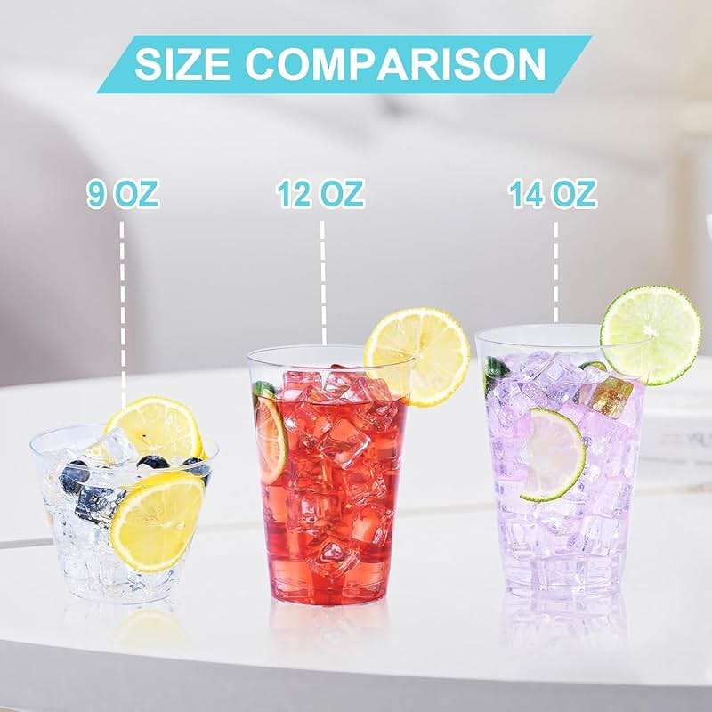 BYSNOW 100 Pack 9 oz Clear Plastic Cups, Plastic Wine Cups for Cocktail Party, Polystyrene Hard Cup with Higher Heat Resistance(9oz 100count) - Image 3