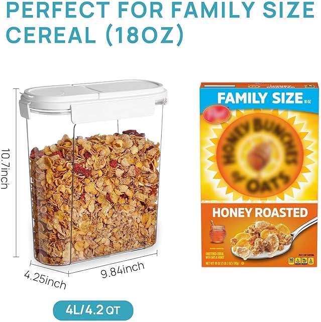 Vtopmart Cereal Containers Set, 3 PCS Airtight Food Storage Container with Flip-Top Lids, Plastic Organizer Dispenser for Kitchen, Pantry Organization (135.2oz/4L) - Image 3