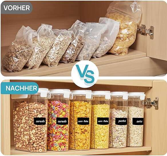 Vtopmart Cereal Containers Set, 3 PCS Airtight Food Storage Container with Flip-Top Lids, Plastic Organizer Dispenser for Kitchen, Pantry Organization (135.2oz/4L) - Image 4