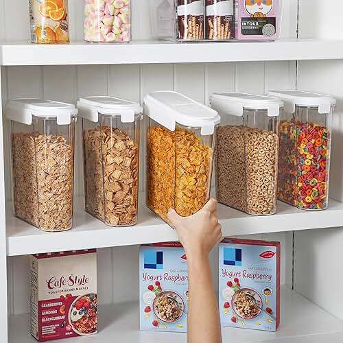 Vtopmart Cereal Containers Set, 3 PCS Airtight Food Storage Container with Flip-Top Lids, Plastic Organizer Dispenser for Kitchen, Pantry Organization (135.2oz/4L) - Image 5