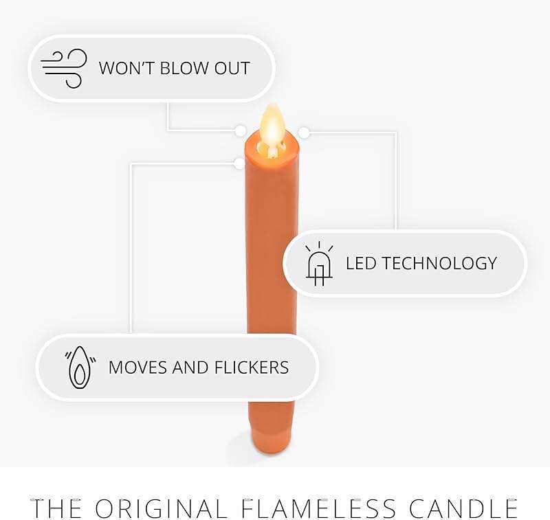 Luminara - Flameless Battery Operated Taper Candle - Harvest Pumpkin - Pack of 1-1x9.5 - LED Flickering Flame - Realistic Safe for Home Kids and Pets - Image 3