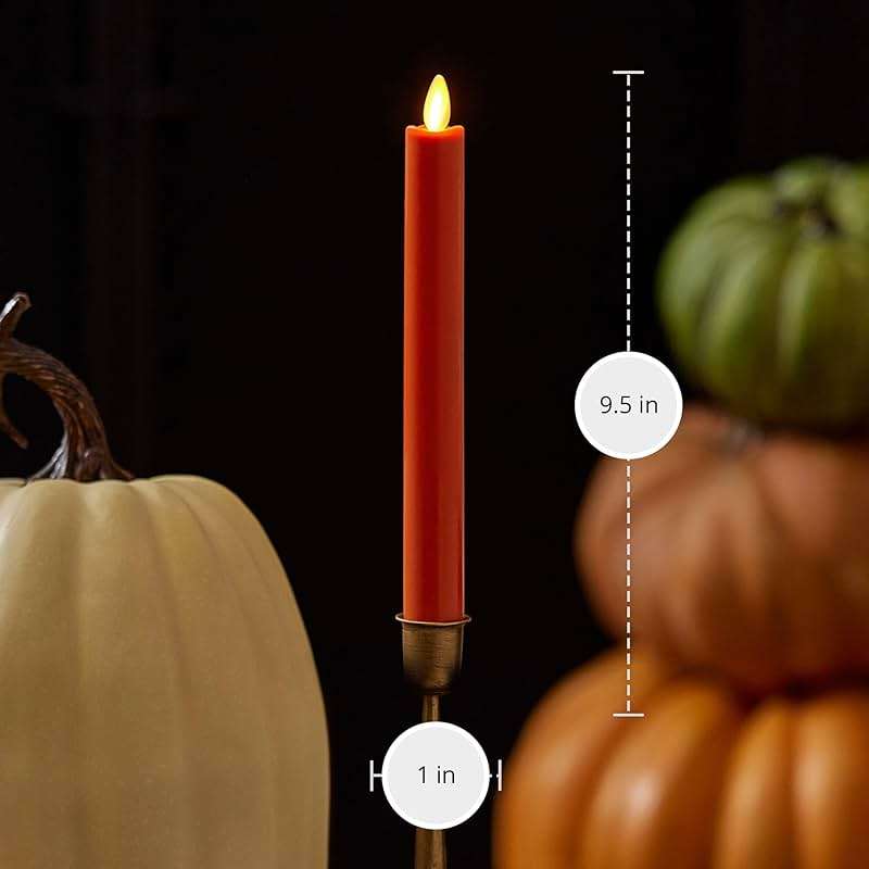 Luminara - Flameless Battery Operated Taper Candle - Harvest Pumpkin - Pack of 1-1x9.5 - LED Flickering Flame - Realistic Safe for Home Kids and Pets - Image 6