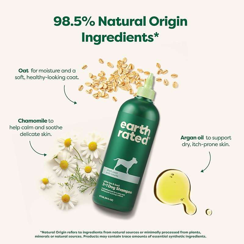 Earth Rated Hypoallergenic 3-in-1 Soothing Dog Shampoo & Conditioner for Dogs & Puppies, Deodorizing, 98.5% Natural Origin Ingredients, 16 oz - Image 3