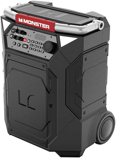 Monster Rockin’ Roller 360 Indoor/Outdoor Portable Bluetooth Speaker | Up to 240W of 360 Degree Sound & Up to 100 Hours of Playtime | Includes Microphone - Image 2