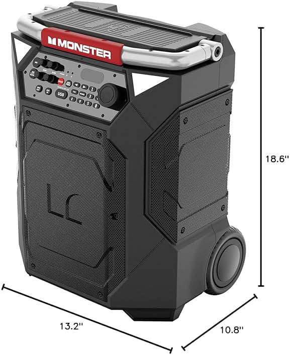 Monster Rockin’ Roller 360 Indoor/Outdoor Portable Bluetooth Speaker | Up to 240W of 360 Degree Sound & Up to 100 Hours of Playtime | Includes Microphone - Image 7