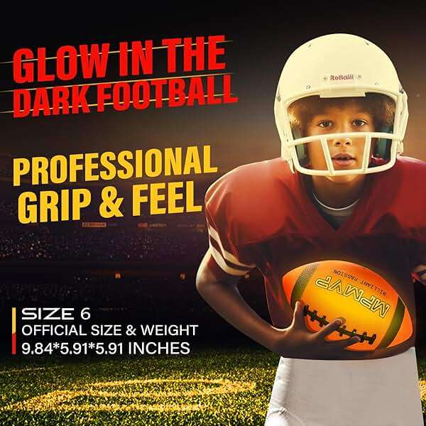 Cadyaw Glow in The Dark Football, Light Up LED Football Size 6, USB Rechargeable, Cool Outdoor Sports Boy Toys for Night Games, Birthday Gifts for Kids & Teens Age 6–12 - Image 2