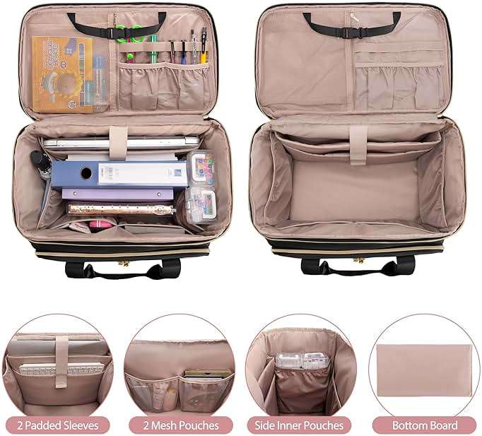 Prokva Rolling Teacher Bag with Wheels, Teacher Tote Bag with Detachable Trolley, Fits for 15.6" Laptop(Patent Design) - Image 2