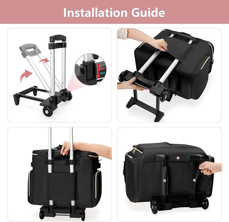 Prokva Rolling Teacher Bag with Wheels, Teacher Tote Bag with Detachable Trolley, Fits for 15.6" Laptop(Patent Design) - Image 8