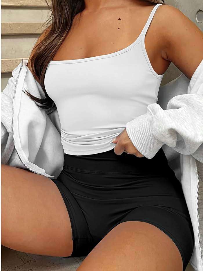 NODHUT Women's Tank Tops Sexy Slim Fit Spaghetti Strap Tank Top Cute Summer Square Neck Workout Camisole Tops - Image 7