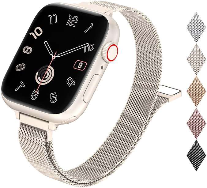 MARGE PLUS Slim Milanese Loop Compatible with Apple Watch Band for women 41mm 40mm 38mm 42mm 46mm 45mm 44mm, Stainless Steel Magnetic Mesh Strap work on iWatch Series 11 10 9 8 7 6 5 4 3 & SE 3 2 1 - Image 1