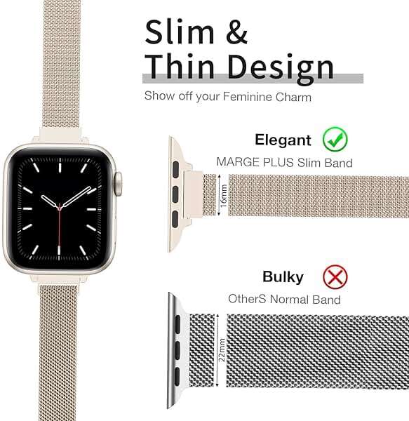 MARGE PLUS Slim Milanese Loop Compatible with Apple Watch Band for women 41mm 40mm 38mm 42mm 46mm 45mm 44mm, Stainless Steel Magnetic Mesh Strap work on iWatch Series 11 10 9 8 7 6 5 4 3 & SE 3 2 1 - Image 2