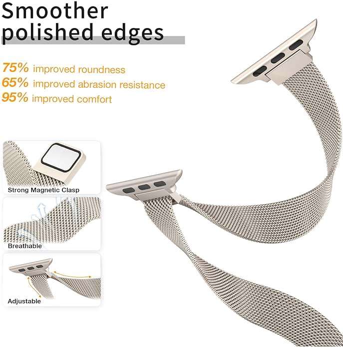 MARGE PLUS Slim Milanese Loop Compatible with Apple Watch Band for women 41mm 40mm 38mm 42mm 46mm 45mm 44mm, Stainless Steel Magnetic Mesh Strap work on iWatch Series 11 10 9 8 7 6 5 4 3 & SE 3 2 1 - Image 3