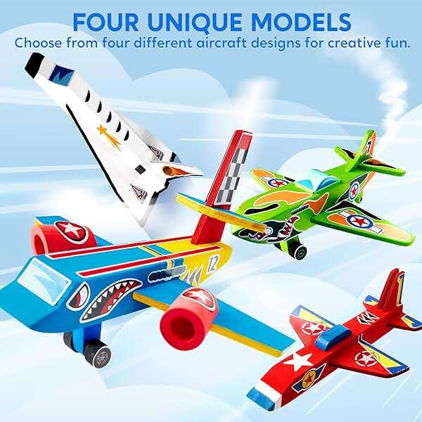 Klever Kits 4 DIY Wooden Aircrafts-Build & Paint Your Own Wooden Airplane Craft Kit, Art & Craft Kit DIY Projects, Easy to Assemble Birthday Gifts for Boys 6-12 Year Old - Image 4