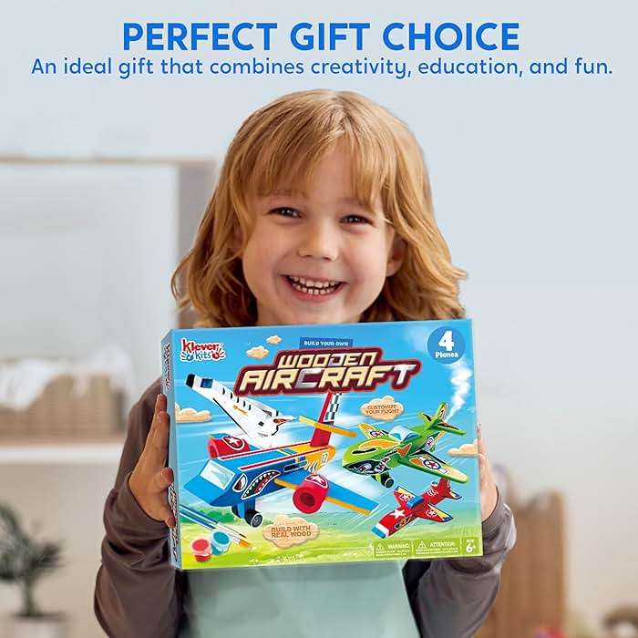 Klever Kits 4 DIY Wooden Aircrafts-Build & Paint Your Own Wooden Airplane Craft Kit, Art & Craft Kit DIY Projects, Easy to Assemble Birthday Gifts for Boys 6-12 Year Old - Image 7