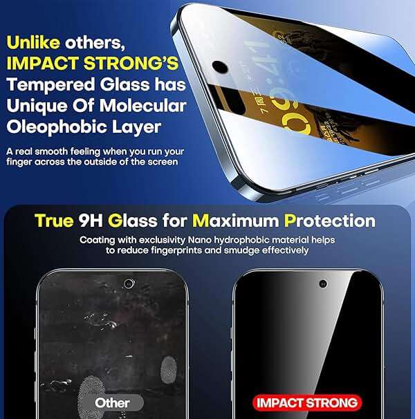ImpactStrong Anti-Spy Privacy Screen Protector for iPhone 15 Pro (6.1-Inch), 9H Tempered Glass, Shatter-Resistant, Anti-Scratch, Easy Install Kit, Case Friendly, 2-Pack - Image 4