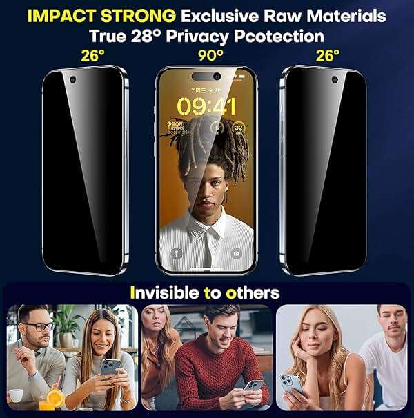 ImpactStrong Anti-Spy Privacy Screen Protector for iPhone 15 Pro (6.1-Inch), 9H Tempered Glass, Shatter-Resistant, Anti-Scratch, Easy Install Kit, Case Friendly, 2-Pack - Image 5