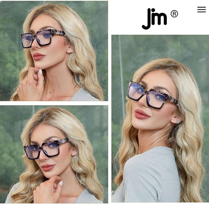 JM Oversized Reading Glasses for Women - Square Style Readers for Woman, Trendy Blue Light Blocking Womens Reader - Image 7