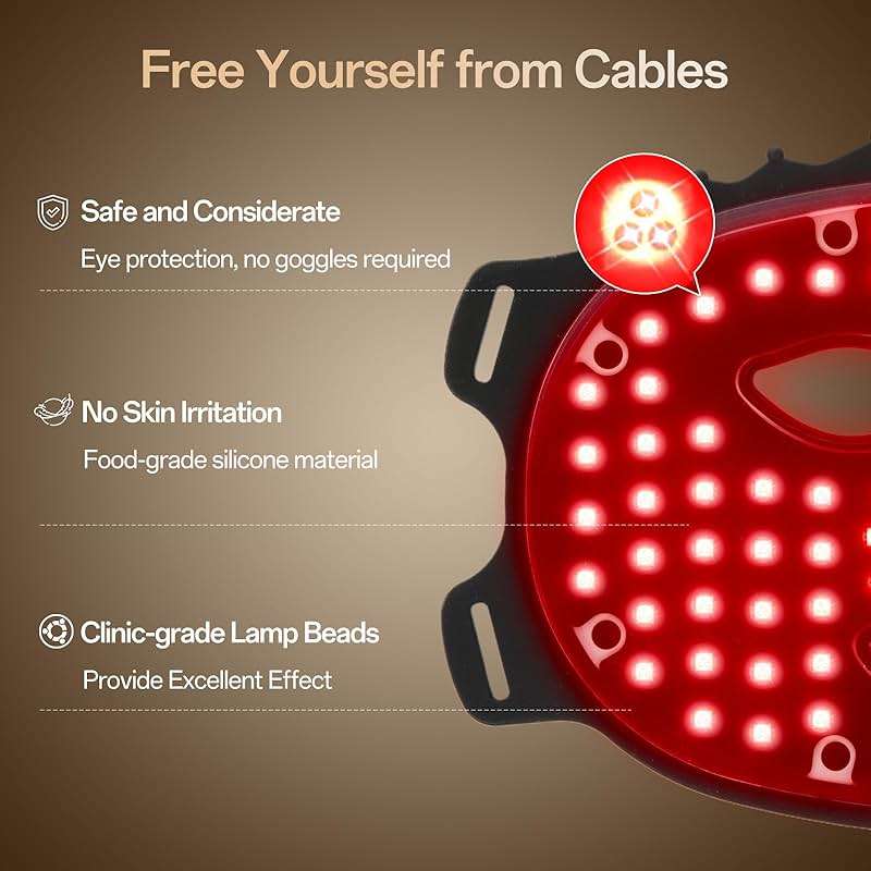 SUERBEATY Red Light Mask, 7 Colors Red Light Mask for Face, Cordless, Soft Flexible, Portable & Lightweight for Home & Travel, Rechargeable Facial Masks for Women & Men (Black) - Image 6