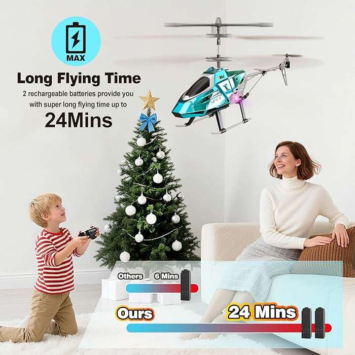 XIKOTEC Remote Control Helicopter, RC Helicopter Toy for Kids, 2.4GHz RC Plane with LED Lights, RC Flying Toy, Easy to Fly Indoor/Outdoor, Gifts Toys for Kids Beginners 8+ (Blue) - Image 5