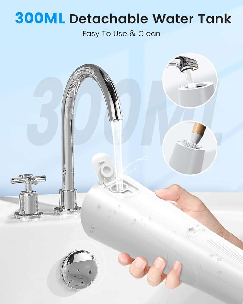 VIMMK Water Flosser, Cordless Water Dental Flosser, 9 Jet Tips 5 Modes 300ML IPX7 Waterproof, Portable Rechargeable Oral Irrigator for Home Travel - Gums, Orthodontic, Braces Care (White) - Image 5