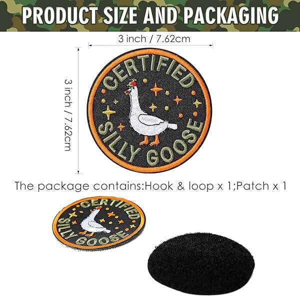 XMJY Funny Goose Hook and Loop Patch, Colorful Embroidered Patch, Cute Animal Meme Morale Patch, DIY Applique Accessories for Backpacks, Dog Harnesses, Army Vests, Gym Bags, Hats, Helmets - Image 2