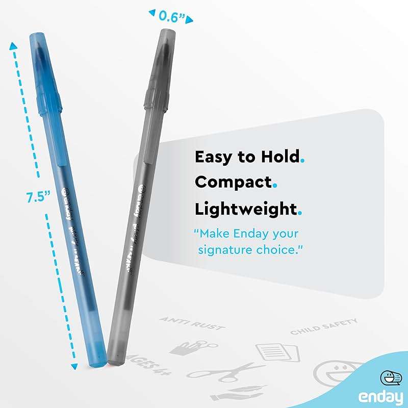Enday Ballpoint Pens Bulk Blue and Black Pens (240 Pack) 120 Black & 120 Blue - Medium Point (1.0mm) Flexible Round Barrel For Writing Comfort, Pens Bulk for School, Home and Office. - Image 2