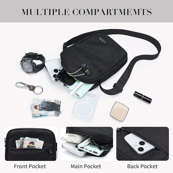 VNINE Crossbody Bags for Women Men,Small Sling Bag with Adjustable Strap Compact Messenger Bag - Image 4