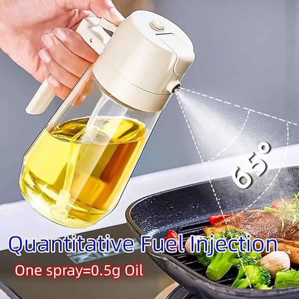 Odiche 1PCS Oil Dispenser for Kitchen BLACK– 2 in 1 Oil Dispenser Sprayer, 16oz/470ml Glass Oil Bottle Spray and Pour, Kitchen Oil Mister for Air Fryer, Salad, Frying, BBQ Accessories - Image 4