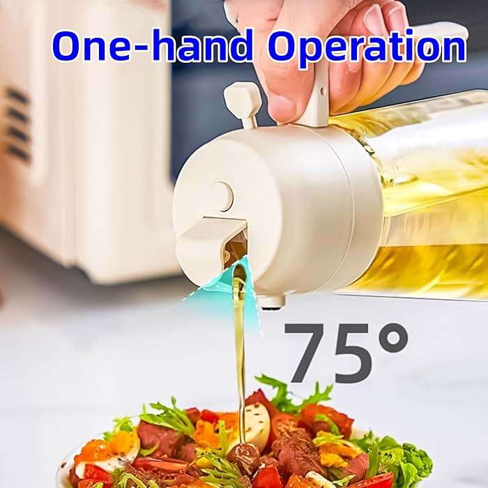 Odiche 1PCS Oil Dispenser for Kitchen BLACK– 2 in 1 Oil Dispenser Sprayer, 16oz/470ml Glass Oil Bottle Spray and Pour, Kitchen Oil Mister for Air Fryer, Salad, Frying, BBQ Accessories - Image 5