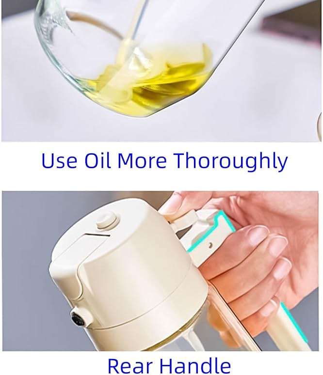 Odiche 1PCS Oil Dispenser for Kitchen BLACK– 2 in 1 Oil Dispenser Sprayer, 16oz/470ml Glass Oil Bottle Spray and Pour, Kitchen Oil Mister for Air Fryer, Salad, Frying, BBQ Accessories - Image 6