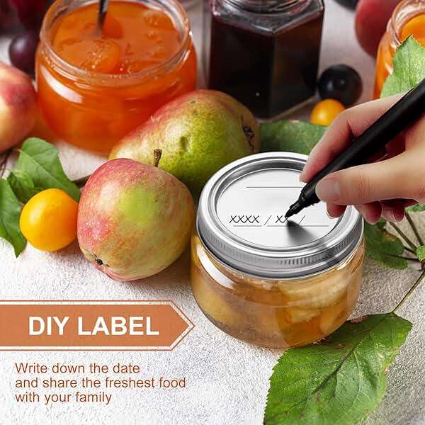 Canning Jar Lids With Rings For Mason Regular Mouth 24Pcs Regular Mouth Kerr Ball Jars Lids With Rings Good Sealing Performance Food Grade Material Kerr Mason Jars For Canning Food Fruits DIY Jam - Image 2